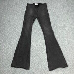 Free People Jeans Womens 27 Black Gray Flare Bell Bottom Stretch Raw Hem Denim
